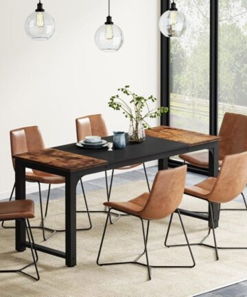 Tribesigns 160 x 60 cm Dining Table, Industrial Kitchen Table for 4-6 Person for Dining Room Kitchen Living Room, with Heavy Duty Metal Legs, Rustic Brown