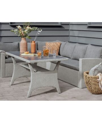 Mint Essentials Stockholm Outdoor Lounge Set- 5 Seats Removable Cushions Garden Rattan- Grey