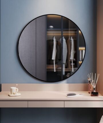 ELEGANT Modern Freestanding Mirrors Aluminum Frame, Wall-Mounted Round Dressing Mirror, Easy to Install, Suitable for Various Home Styles, 900 x 900 x 35mm