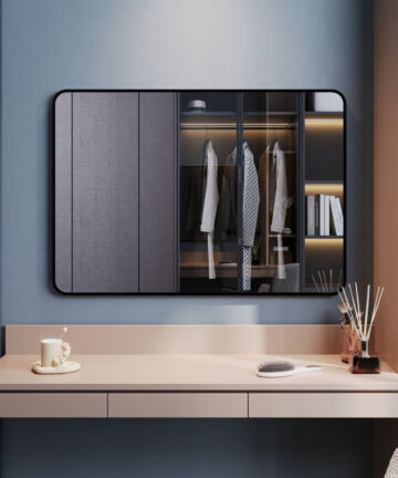 ELEGANT Modern Freestanding Mirrors with Clearly Visible, Wall-Mounted Square Dressing Mirror, Easy to Install, Suitable for Various Home Styles, 1000 x 700 x 35mm
