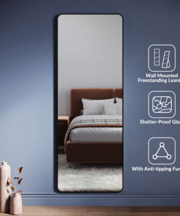ELEGANT Freestanding Mirrors with Detachable Bracket, Full Length Body Mirror for Floor/Wall in Bedroom Living Room, 1600 x 600 x 28mm