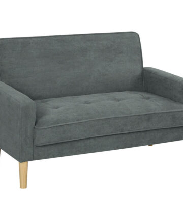 HOMCOM 2 Seater Sofa, Velvet-Feel Upholstered Loveseat for Small Space, Grey
