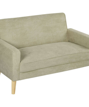 HOMCOM 2 Seater Sofa, Velvet-Feel Upholstered Loveseat for Small Space, Beige