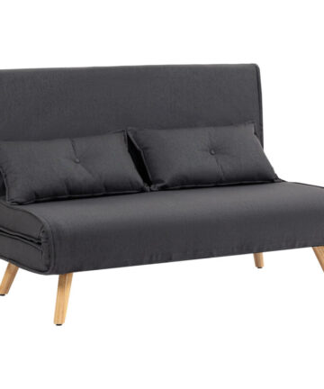 HOMCOM Click Clack Sofa Bed, 2 Seater Bed Settee for Living Room, Grey