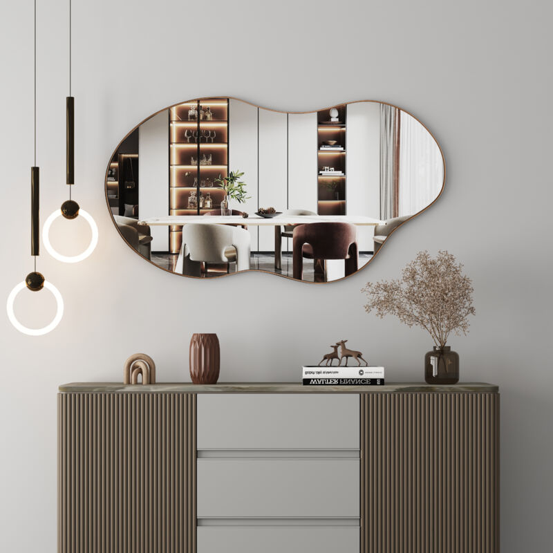 Brown metal asymmetric hanging mirror 9250cm - Image 4