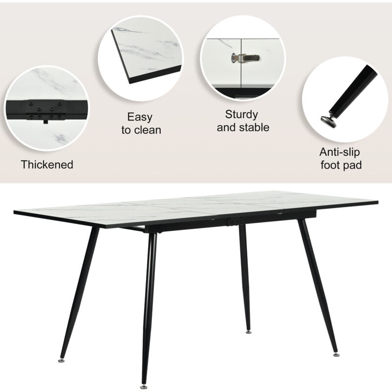 URBAN MEUBLE Morden White Marble extendable Dining Table - Image 3