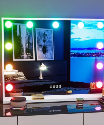 LUVODI Hollywood Lighted Makeup Mirror with 11 Color Changing RGB LED Bulbs for Dressing Room Bedroom