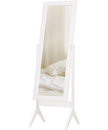 HOMCOM Dressing Mirror Freestanding Tall Adjustable Angle White 148x47cm White
