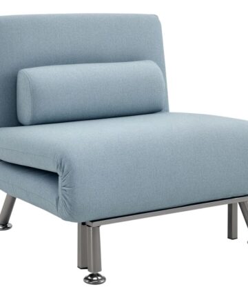 HOMCOM Single Folding 5 Position Convertible Sleeper Chair Sofa Bed Blue