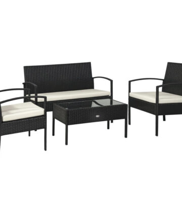 Outsunny Rattan Sofa Set Garden Furniture Outdoor Patio Wicker Weave Chair Table