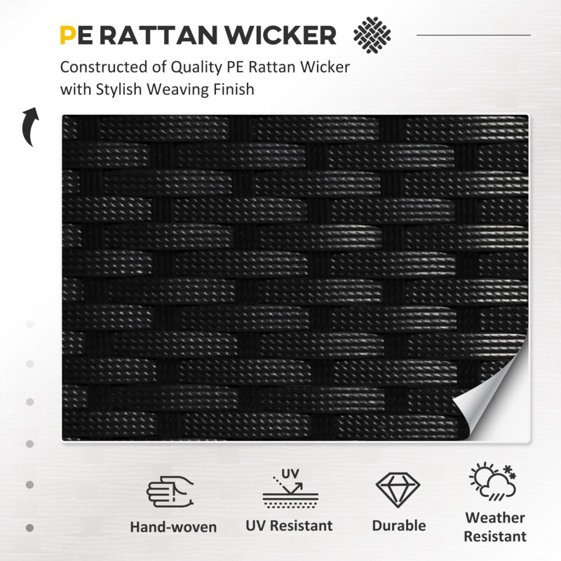 Outsunny Rattan Sofa Set Garden Furniture Outdoor Patio Wicker Weave Chair Table - Image 4