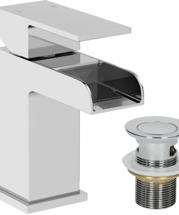 Waterfall Basin Sink Mono Mixer Tap Bathroom Slotted Waste Chrome Single Lever