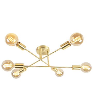 Industrial Ceiling Light Brass 6 Lights - Sydney
