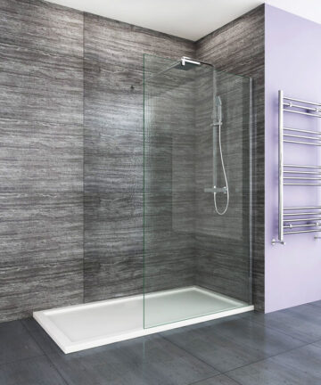 ELEGANT 1100mm Frameless Wet Room Shower Screen Panel 8mm Easy Clean Glass Walk in Shower Enclosure with Support Bar