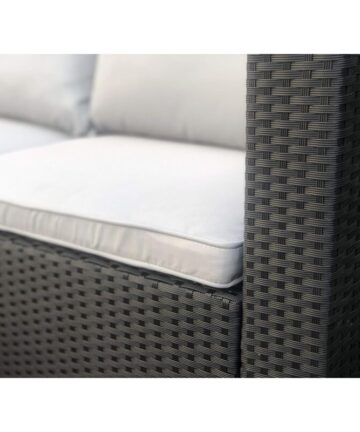 Evre Rattan Outdoor Garden Furniture Set Miami Sofa Coffee Table, Foot Stool Rattan (Black)