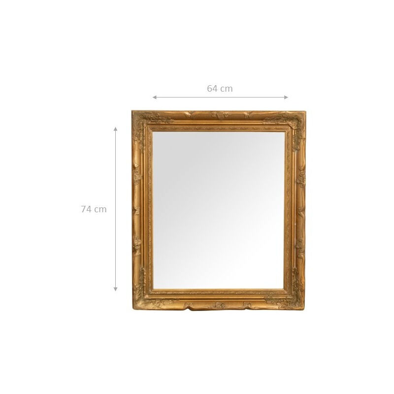Wall mirror 74x64x4 cm Shabby rectangular mirror Bathroom and entrance mirror Antique gold frame Vintage wall makeup mirror - Image 2