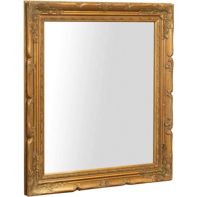 Wall mirror 74x64x4 cm Shabby rectangular mirror Bathroom and entrance mirror Antique gold frame Vintage wall makeup mirror - Image 3