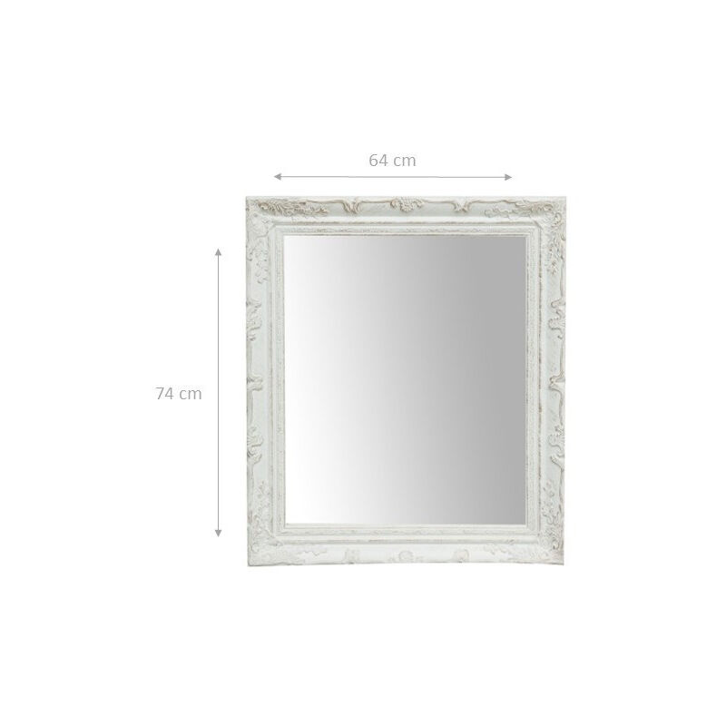 Vertical / horizontal antiqued white finish W64xDP4xH74 cm sized Hanging Wall Mirror - Image 2