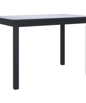 Dining Table Black 114x71x75 cm Solid Rubber Wood vidaXL