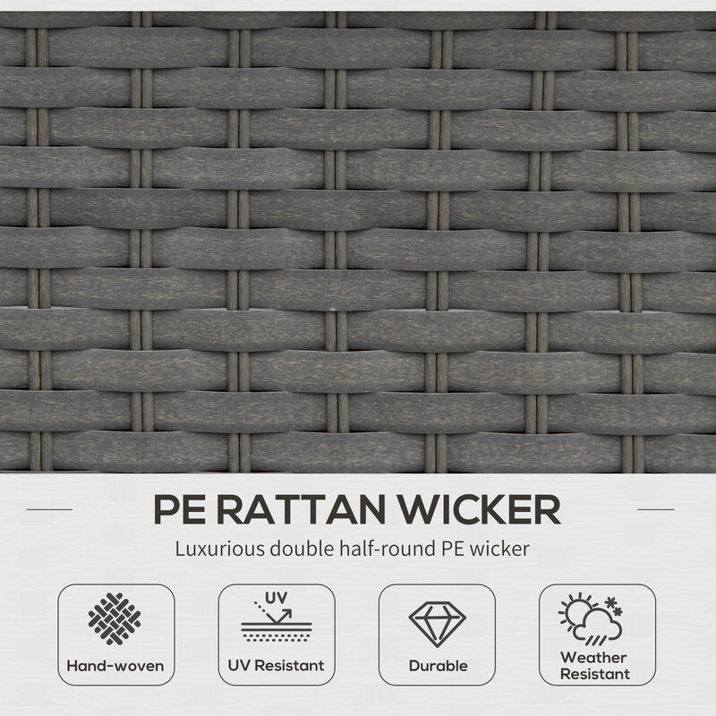 Outsunny 6pc Garden Furniture Set Rattan Sofa Outdoor Wicker Table Ottoman Stool - Image 4