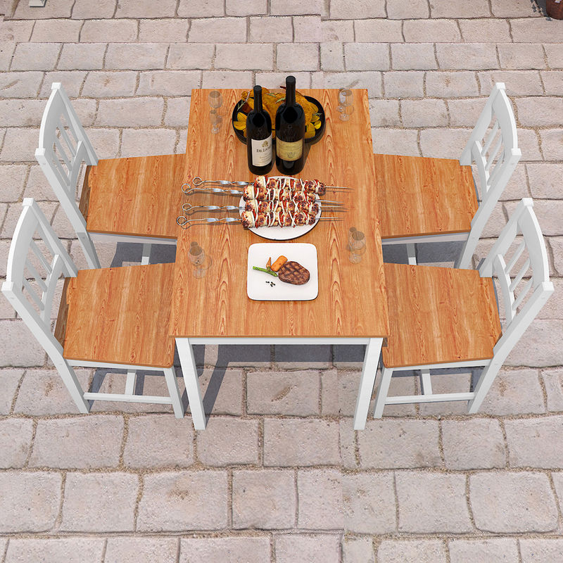 ELEGANT Wooden Dining Table and 4 Chairs Solid Natural Pine Dining Kitchen Furniture Honey - Image 2