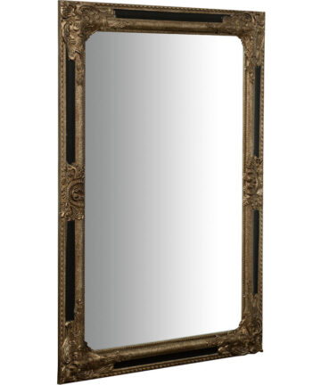 Wall-mounted and wall-hung vertical/horizontal mirror L60xPR4xH90 cm silver and black antiqued finish