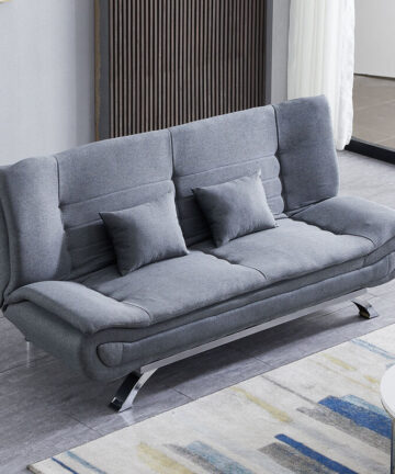 Grey Shell 3 Seater Recliner Sofa Bed with 2 Pillows