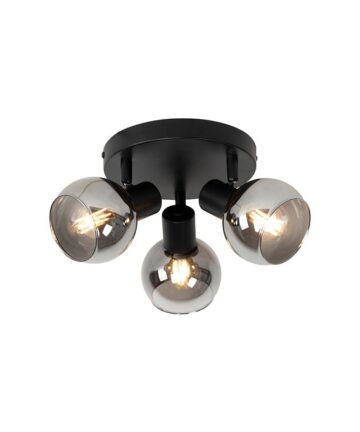 Ceiling Spot Black with Smoke Glass 3-Light - Vidro