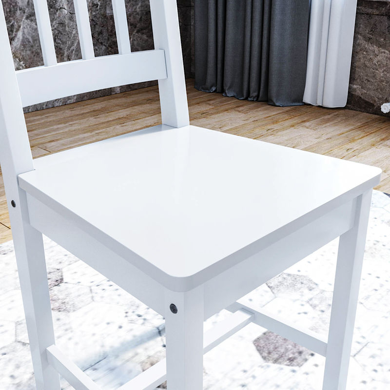 ELEGANT Dining Table and 4 Chairs Solid Pine Nature Kitchen Living Room Furniture Wood Dining Room Set White - Image 3