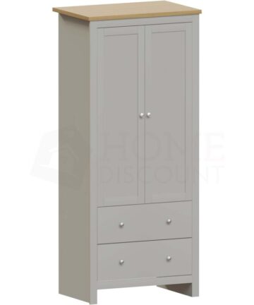 Arlington Wardrobe 2 Door 2 Drawer With Hanging Rail & Storage Shelf, Grey