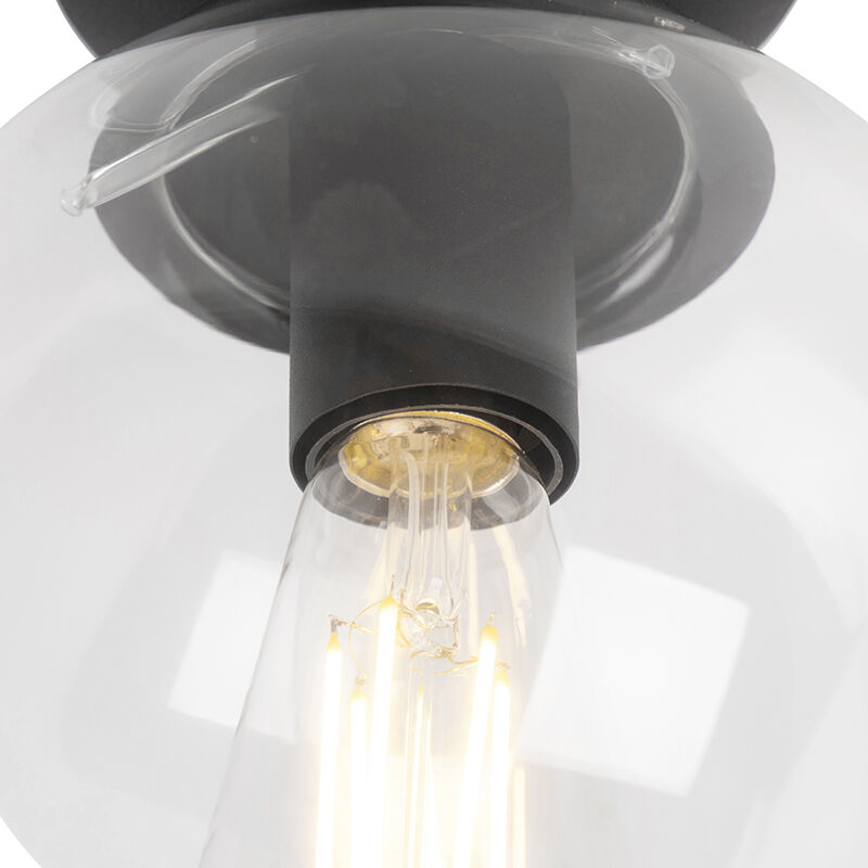 Art Deco Ceiling Lamp Black with Clear Glass - Pallon - Image 2