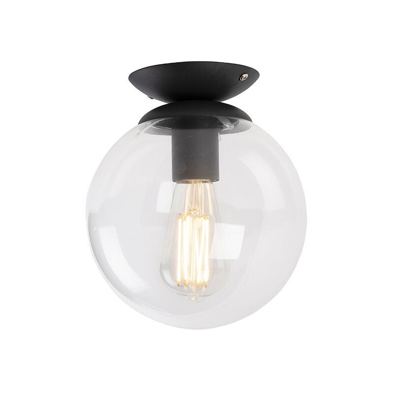 Art Deco Ceiling Lamp Black with Clear Glass - Pallon - Image 4