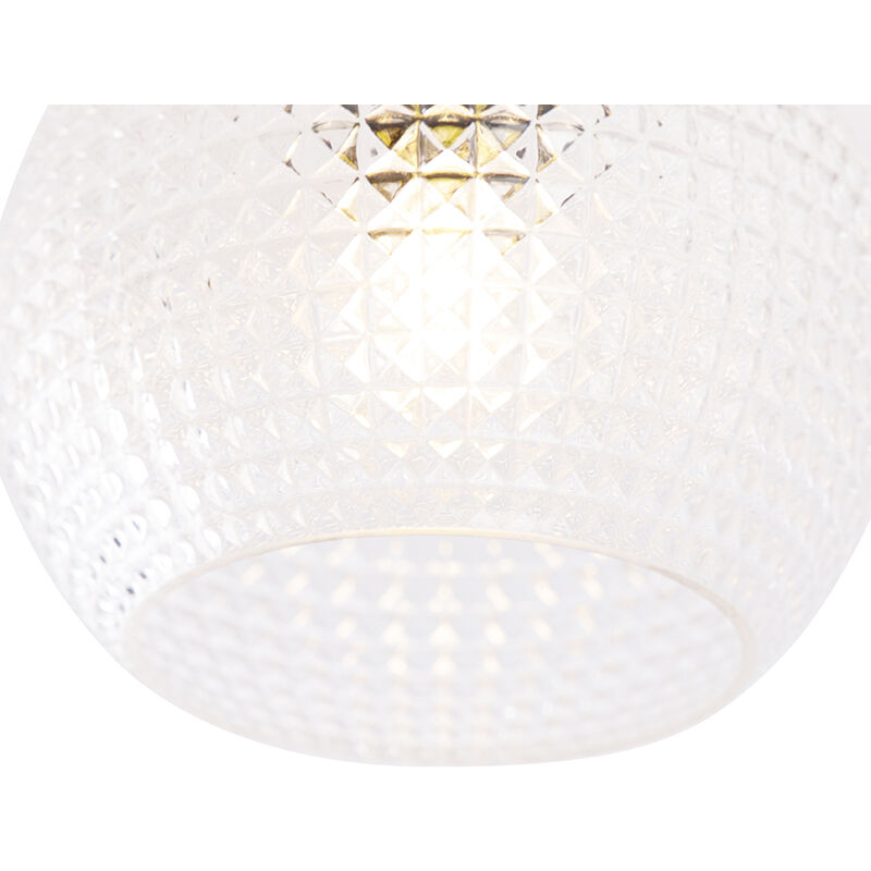 Art Deco Ceiling Lamp Brass with Clear Glass - Sphere - Image 3
