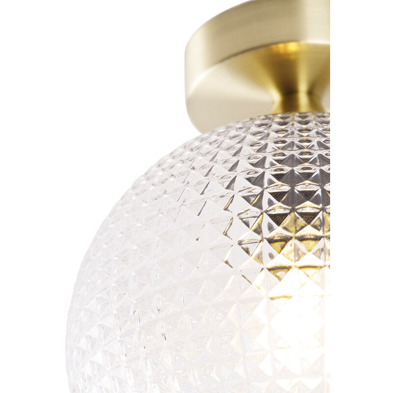 Art Deco Ceiling Lamp Brass with Clear Glass - Sphere - Image 4