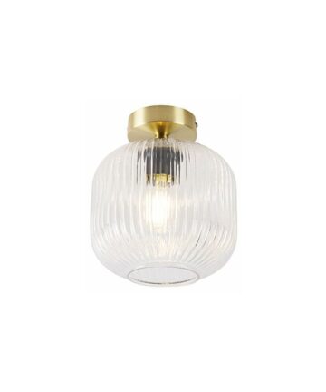 Art Deco Ceiling Lamp Brass with Clear Glass - Karel
