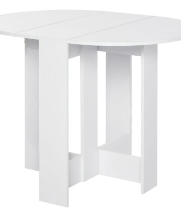 HOMCOM Folding Dining Table Foldable Drop Leaf Dinner Table for Kitchen White