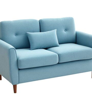HOMCOM Modern Chic Loveseat with Armrest Spring Padding for Home Office Blue