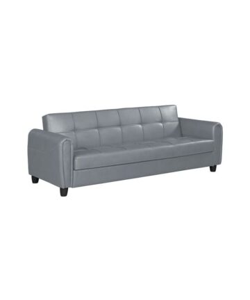 Zinc 3 Seater Faux Leather Sofa Bed with Hidden Storage - Grey