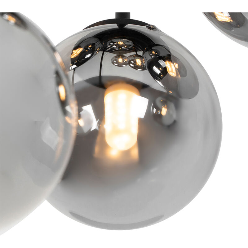 Modern Ceiling Light Black 9-Light with Smoke Glass - Athens - Image 3