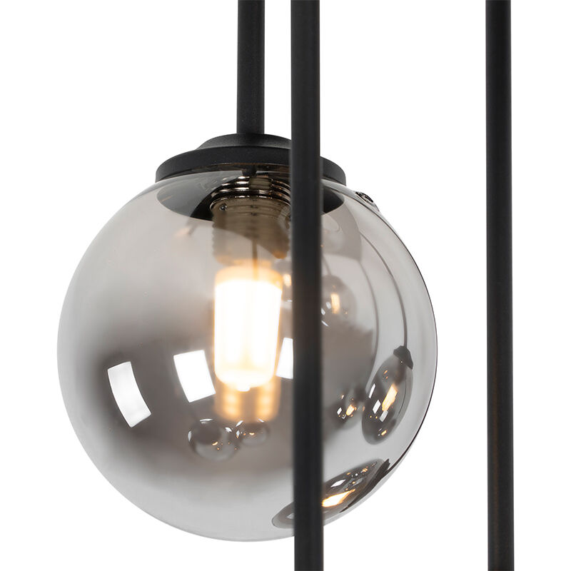 Modern Ceiling Light Black 9-Light with Smoke Glass - Athens - Image 4