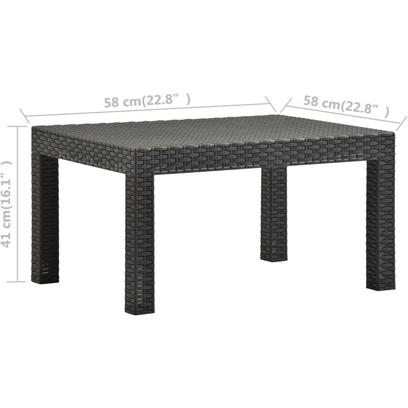 Garden Table Anthracite 58x58x41 cm PP Rattan vidaXL - Image 3
