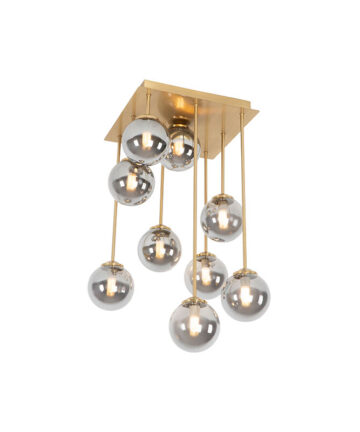 Modern Ceiling Light Gold 9-Light with Smoke Glass - Athens