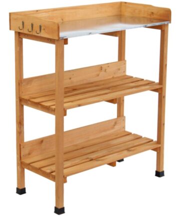 Oypla Wooden Potting Table Flower Plant Workbench Garden Greenhouse