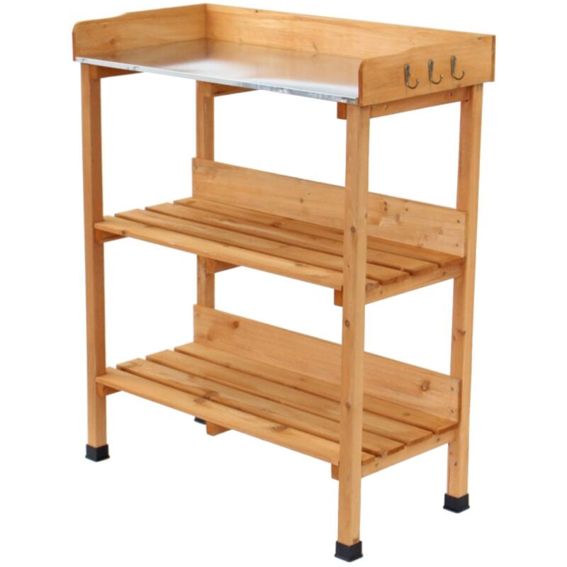 Oypla Wooden Potting Table Flower Plant Workbench Garden Greenhouse - Image 2