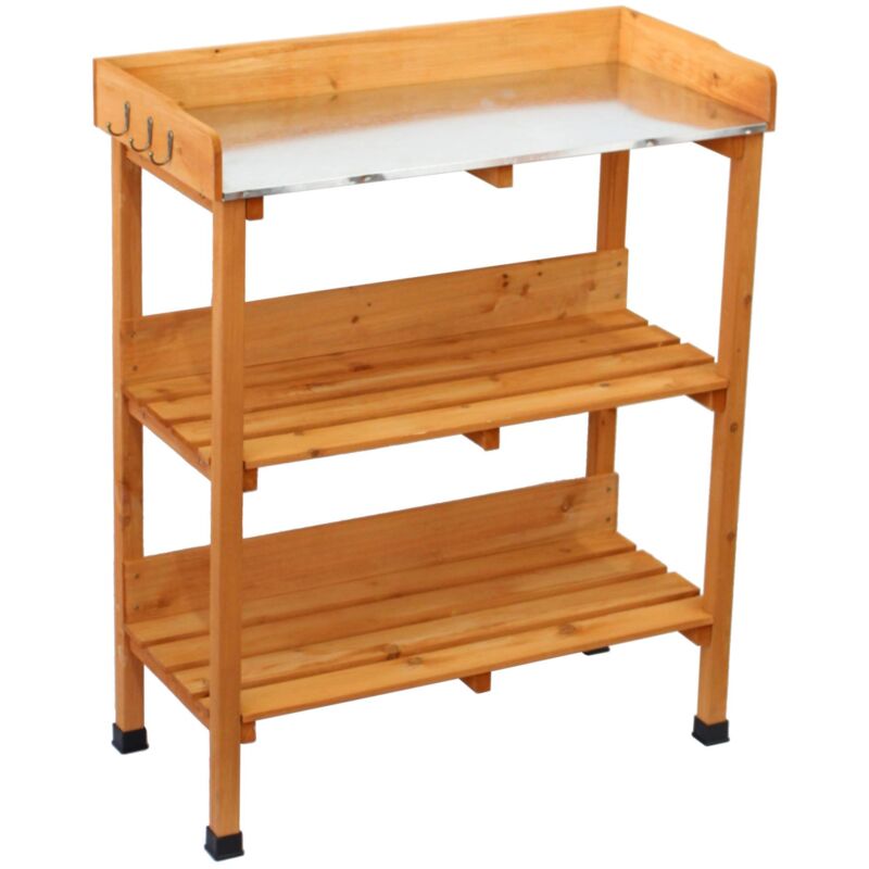 Oypla Wooden Potting Table Flower Plant Workbench Garden Greenhouse - Image 4