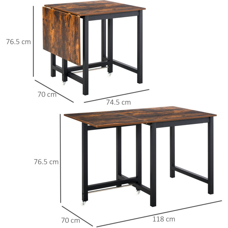 HOMCOM Drop Leaf Kitchen Foldable Table Folding Table Foldable for Dining Room - Image 2