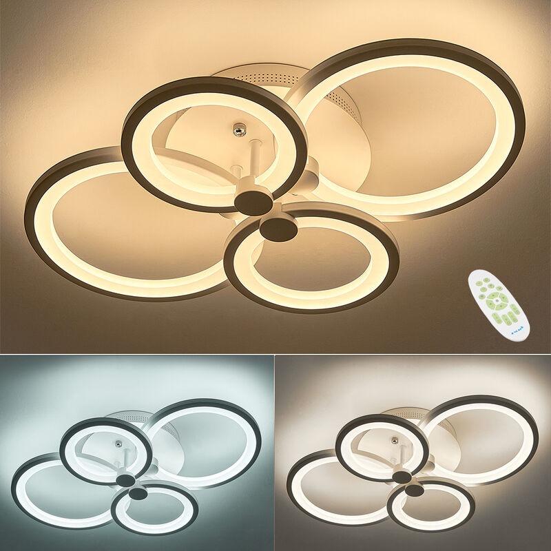 Round LED Dimmable Chandelier Ceiling Light With Remote, 4 Head - Image 3