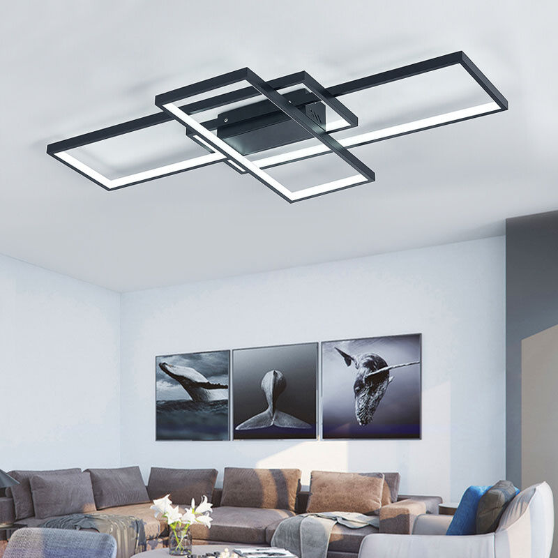 Modern Rectangle LED Chandelier Ceiling Light , 90CM Cool White - Image 2