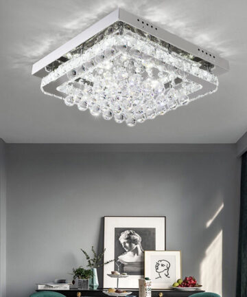 40CM Square LED Crystal Chandelier Pendant Ceiling Light, Cool White