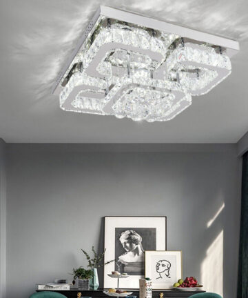 50CM Square LED Crystal Chandelier Pendant Ceiling Light, Cool White